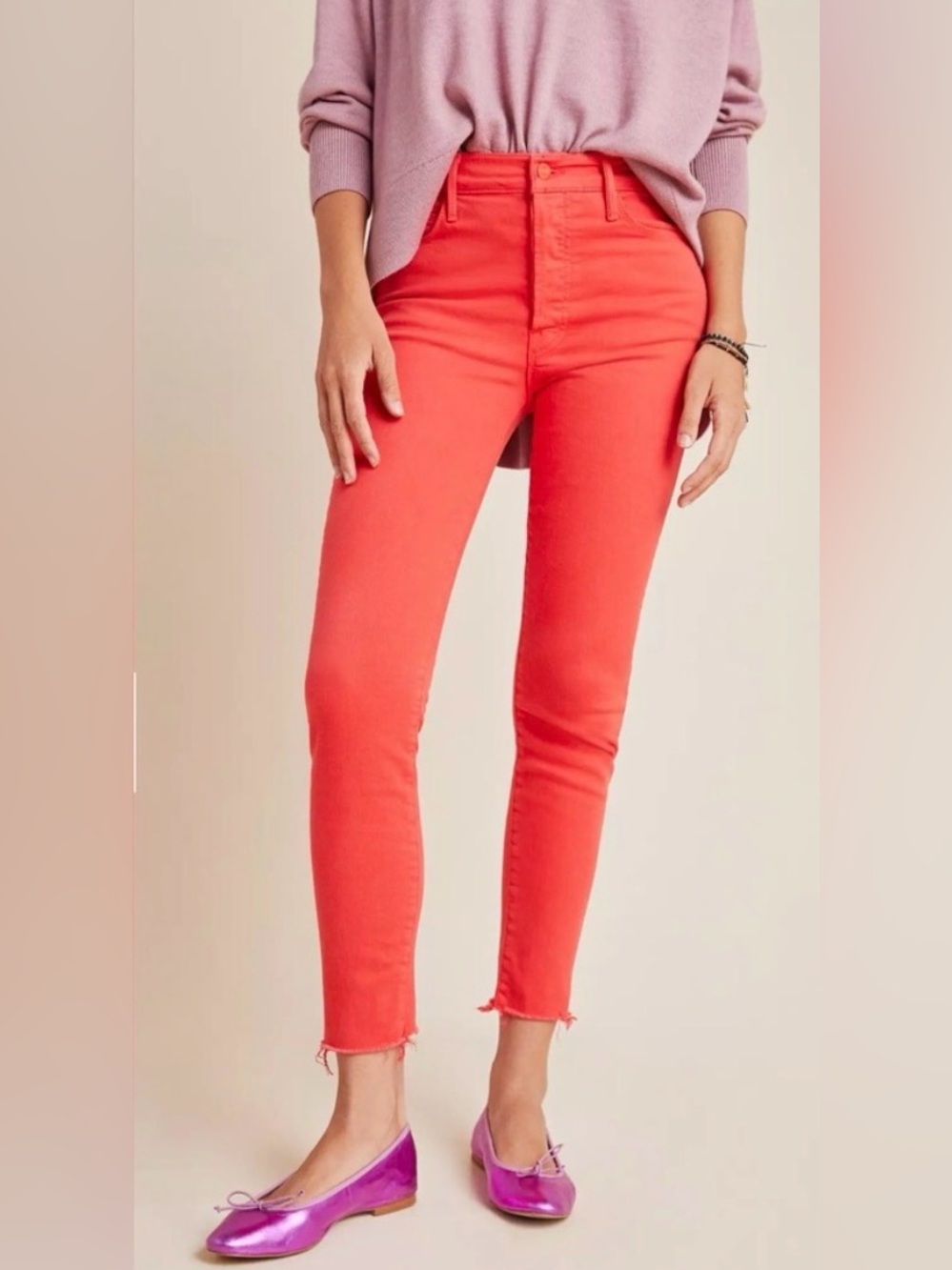 Mother The Stunner Ankle Fray in Play Date/ Tomato Wash, size 27